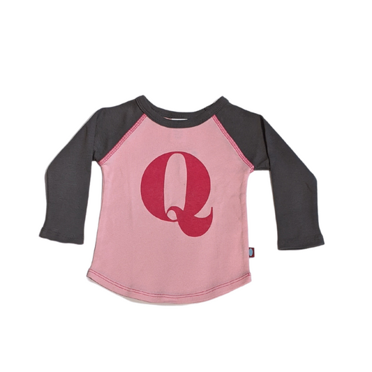 "Q" Charcoal & Light Pink Initial Tee