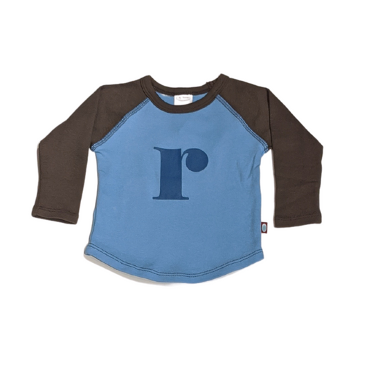 "R" Charcoal & Sky Blue Initial Tee